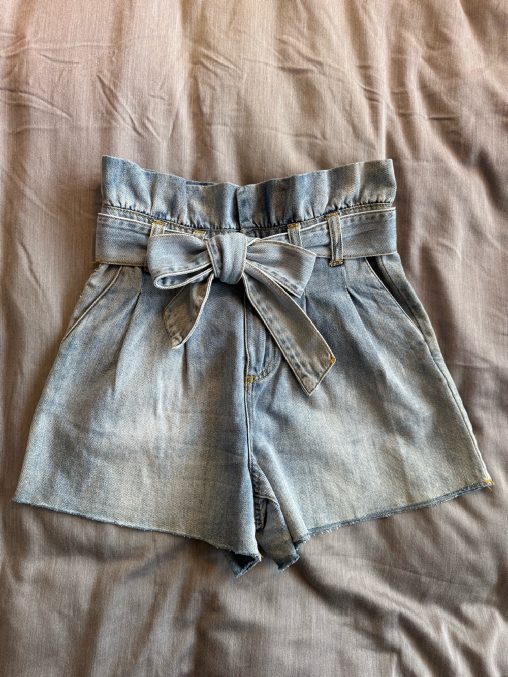 Blank NYC paper bag denim shorts